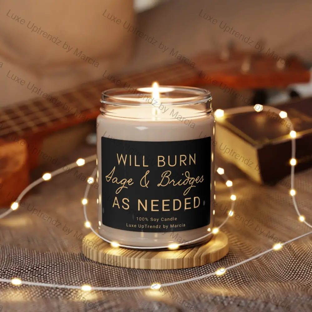 9 oz. Will Burn Sage & Bridges Scented Soy Candle