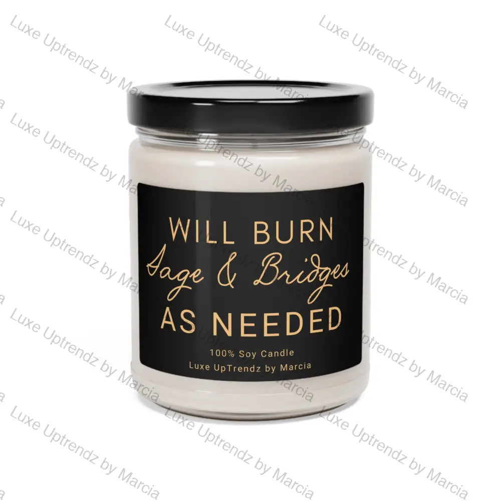 9 oz. Will Burn Sage & Bridges Scented Soy Candle