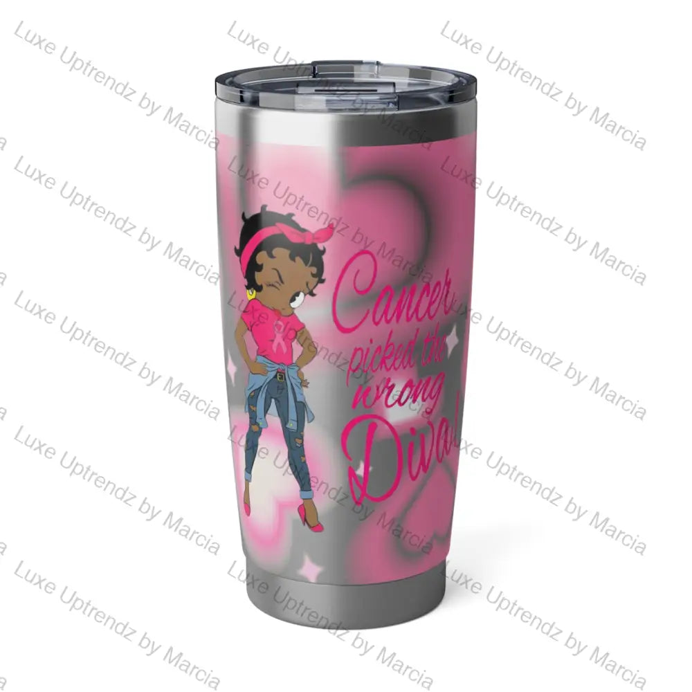 Tumbler 20Oz Betty Boop Cancer Diva Vagabond / Silver