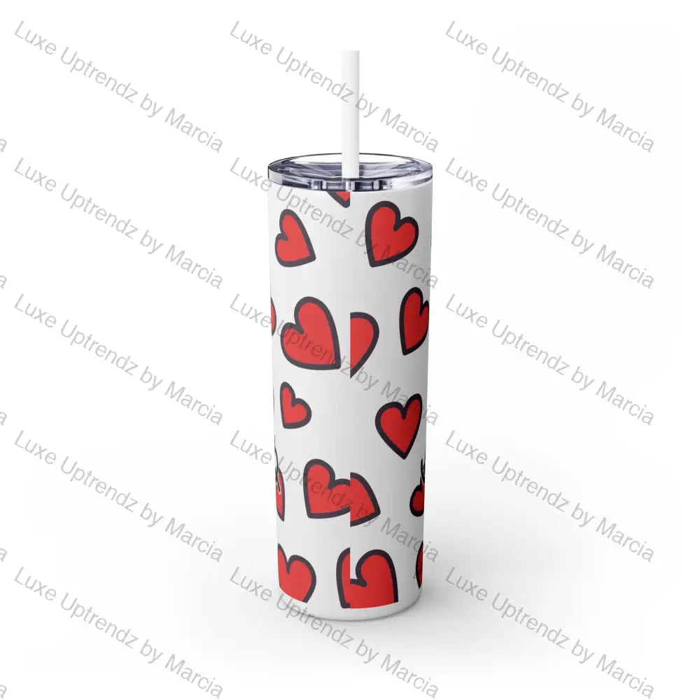 Betty Boop Hearts Skinny Tumbler With Straw 20Oz Mug