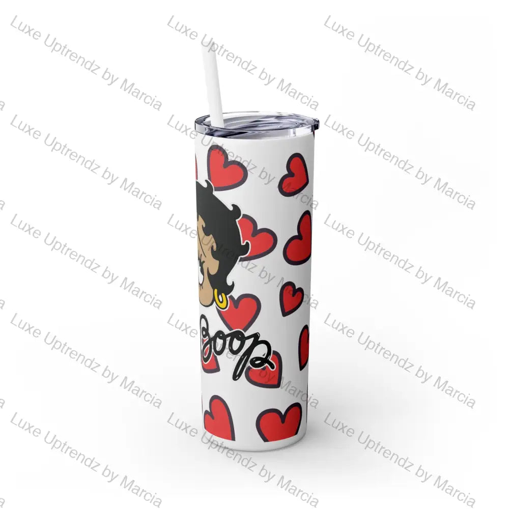 Betty Boop Hearts Skinny Tumbler With Straw 20Oz Mug