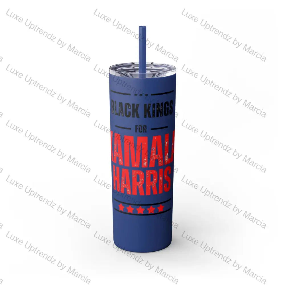 Kings For Kamala Skinny Tumbler With Straw 20Oz Matte / Nautical Blue Mug