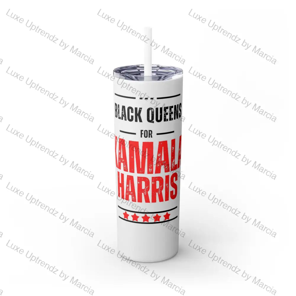 Queens For Kamala Skinny Tumbler With Straw 20Oz Glossy / Glitter Moonrock Mug