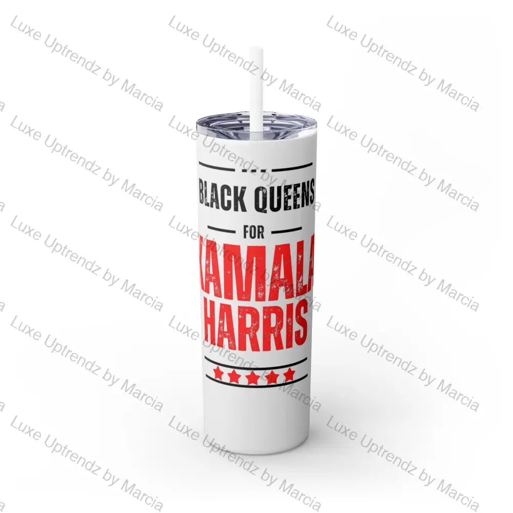 Queens For Kamala Skinny Tumbler With Straw 20Oz Glossy / White Mug