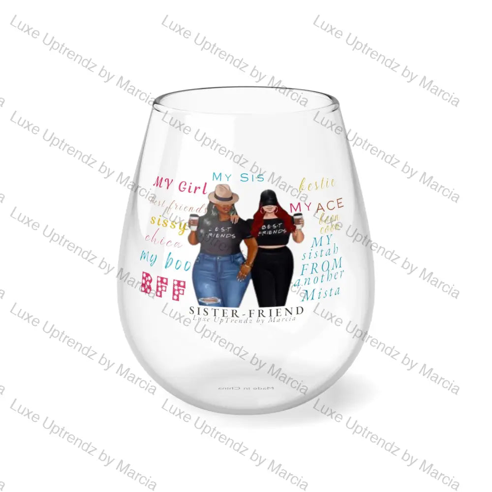 Stemless Wine Glass, Sister Friend 11.75oz