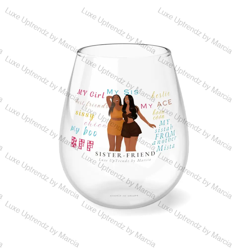 Stemless Wine Glass, Sister Friend 2 11.75oz