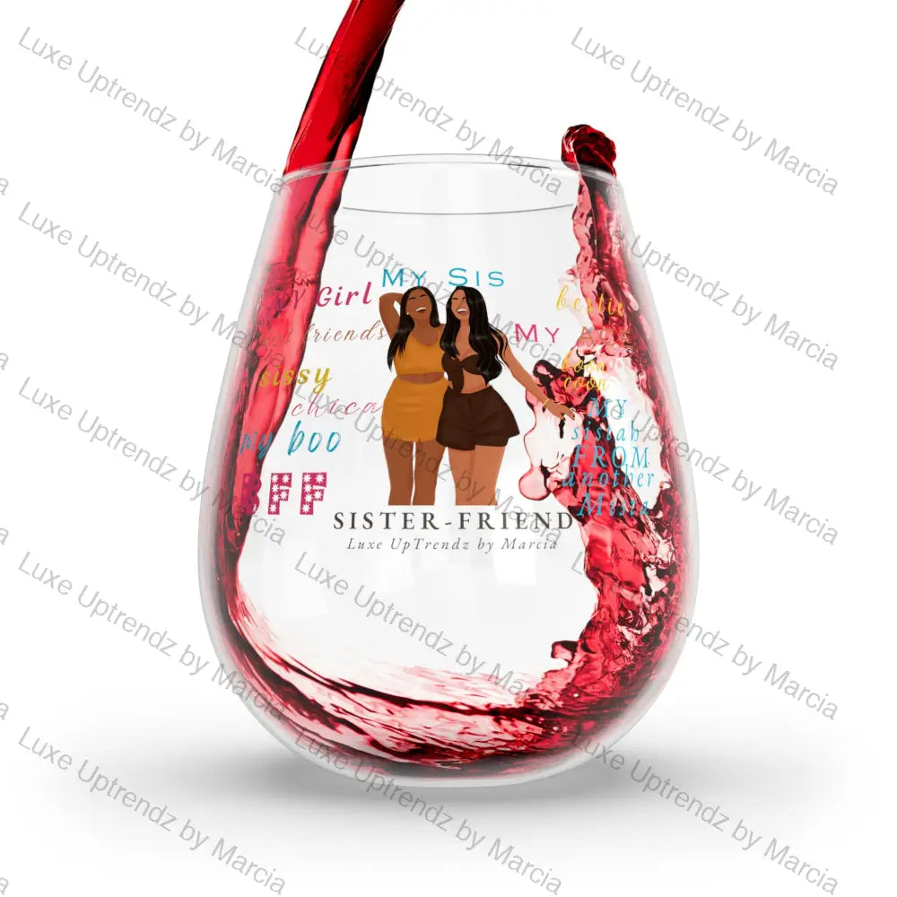 Stemless Wine Glass, Sister Friend 2